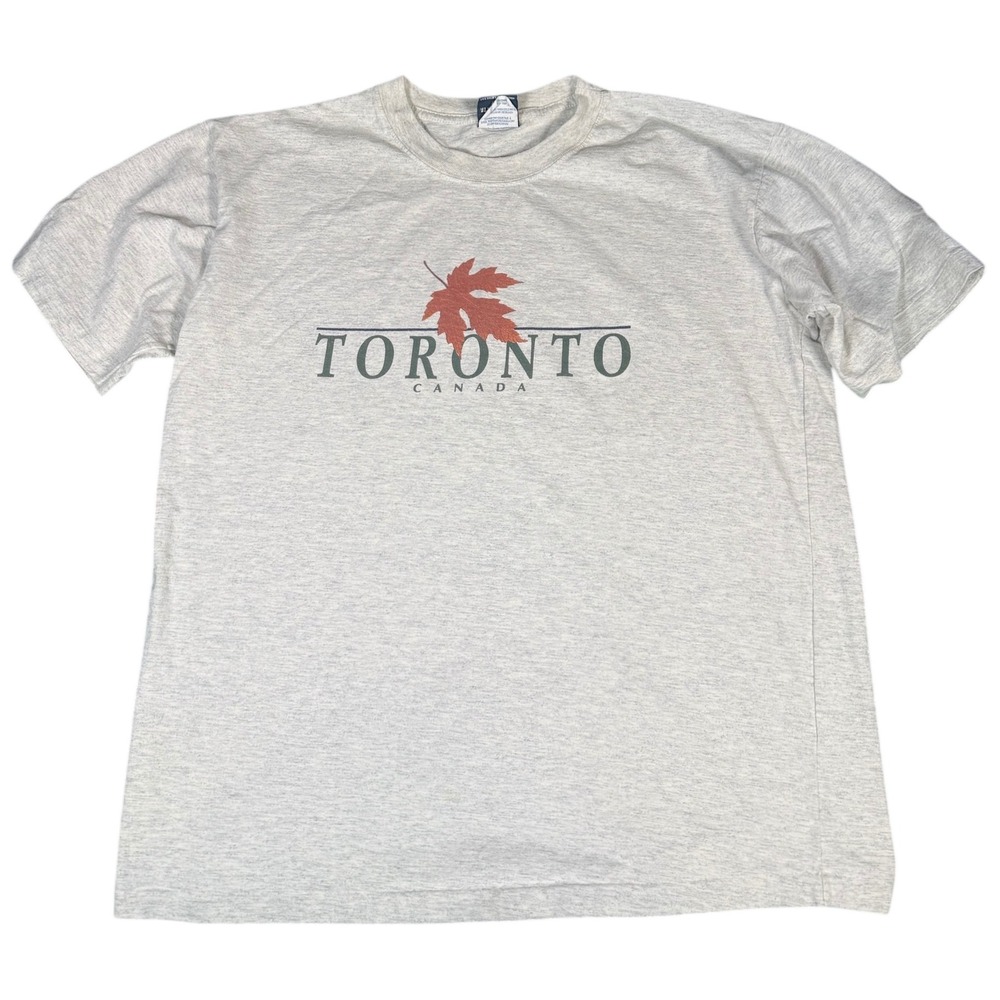 Vintage Single Stitch Attraction Toronto Canada‎ Maple Leaf T Shirt Size XL Gray